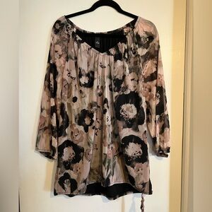 INC International Concepts Pink and Black Floral Blouse